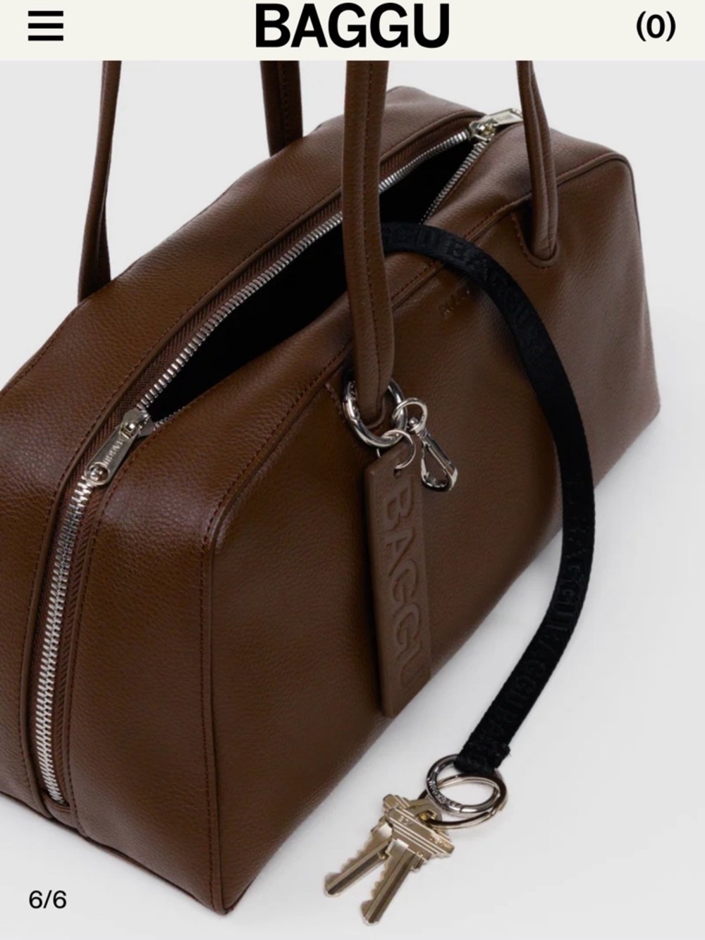 BAGGU Chocolate Brown Leather Shoulder Bag - Picture 2 of 5